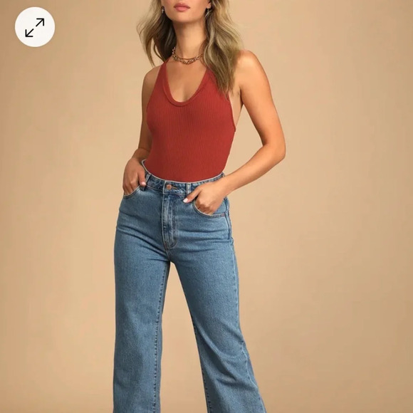 Free People speed dial body suit in rust / orange. NWOT. Size XS. - Picture 2 of 8